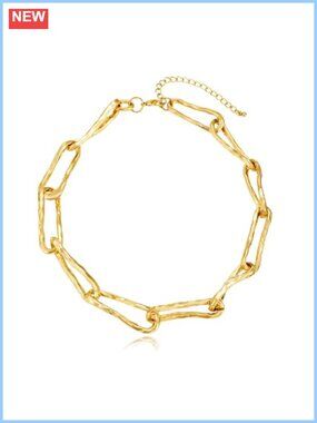 14K Gold Plated Paperclip Chain Choker Necklace